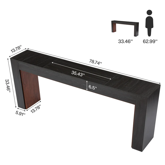 APARADOR CONSOLA BEGUR PARA PASILLO ROBLE NEGRO 200CM - Imagen 7